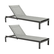 Solana Outdoor Dark Gray Aluminum Stacking Chaise Lounge Chair Set of 2 - Furniture City (CA)l