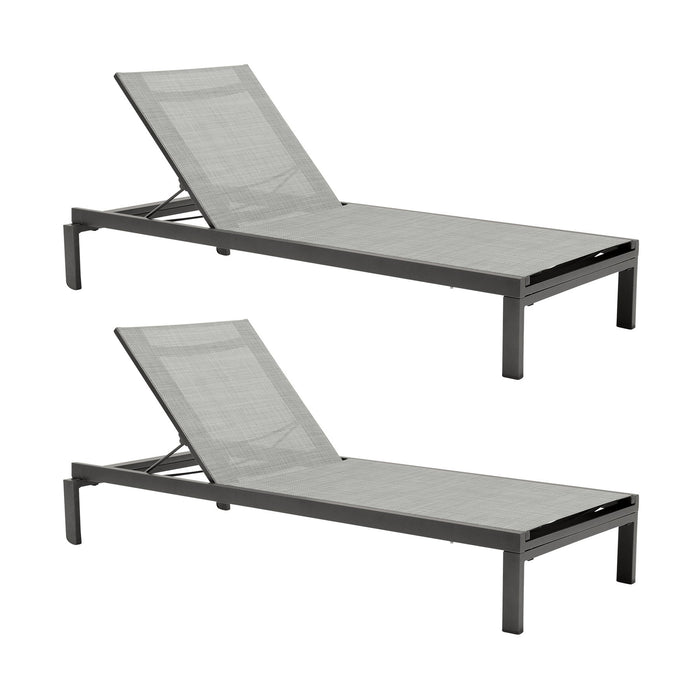 Solana Outdoor Dark Gray Aluminum Stacking Chaise Lounge Chair Set of 2