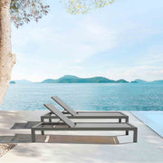 Solana Outdoor Dark Gray Aluminum Stacking Chaise Lounge Chair Set of 2 - Furniture City (CA)l