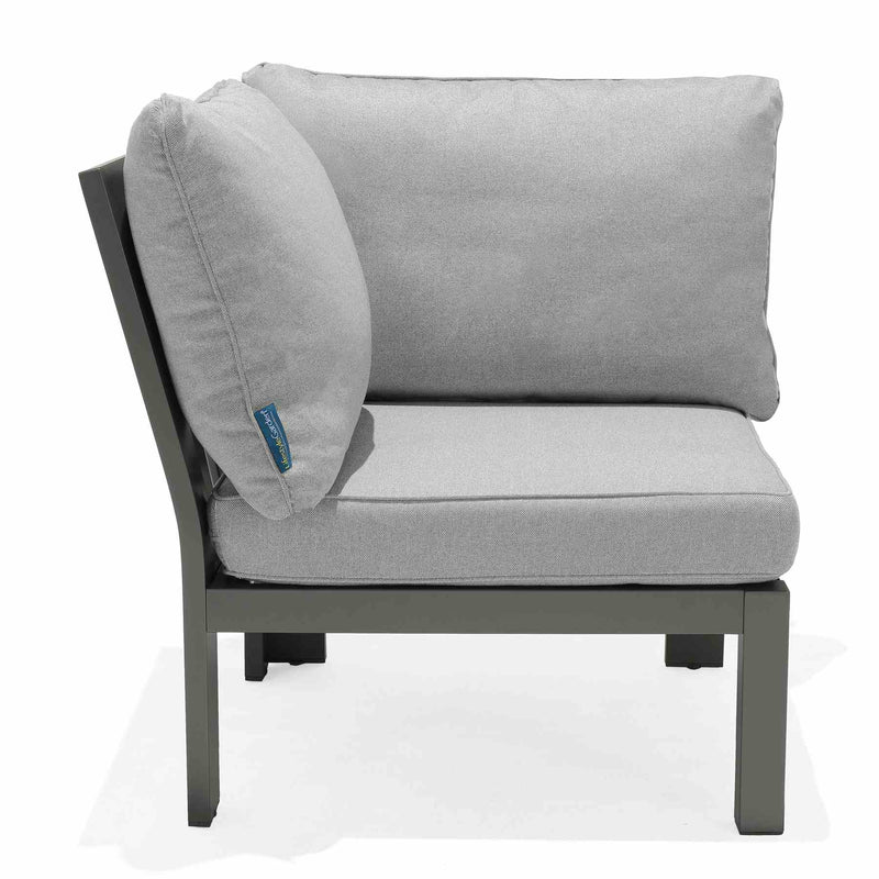 Solana Outdoor Sectional in Cosmos Finish with Gray Cushions - Furniture City (CA)l