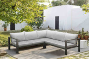 Solana Outdoor Sectional in Cosmos Finish with Gray Cushions - Furniture City (CA)l
