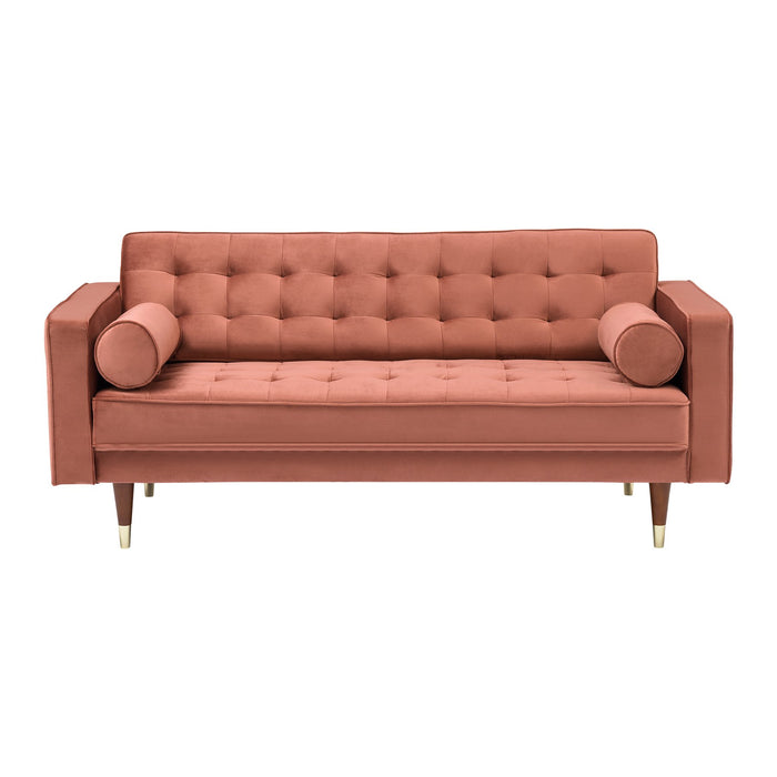 Somerset Blush Velvet Mid Century Modern Loveseat
