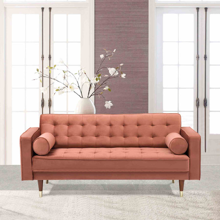 Somerset Blush Velvet Mid Century Modern Loveseat