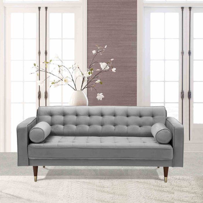 Somerset Gray Velvet Mid Century Modern Loveseat