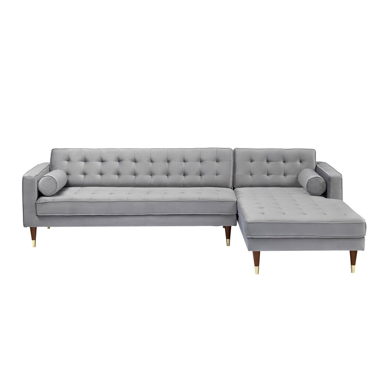 Somerset Gray Velvet Mid Century Modern Right Sectional Sofa - Furniture City (CA)l
