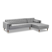 Somerset Gray Velvet Mid Century Modern Right Sectional Sofa - Furniture City (CA)l