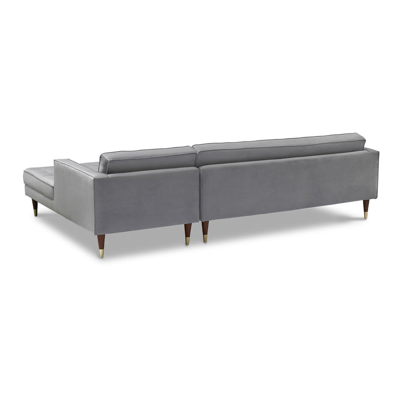 Somerset Gray Velvet Mid Century Modern Right Sectional Sofa - Furniture City (CA)l