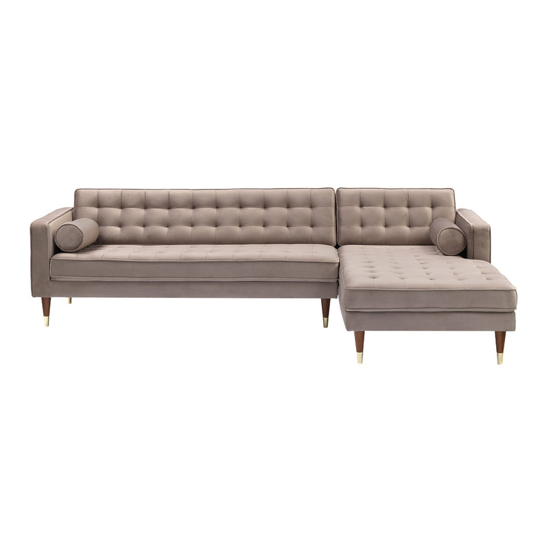 Somerset Taupe Velvet Mid Century Modern Right Sectional Sofa - Furniture City (CA)l