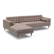 Somerset Taupe Velvet Mid Century Modern Right Sectional Sofa - Furniture City (CA)l