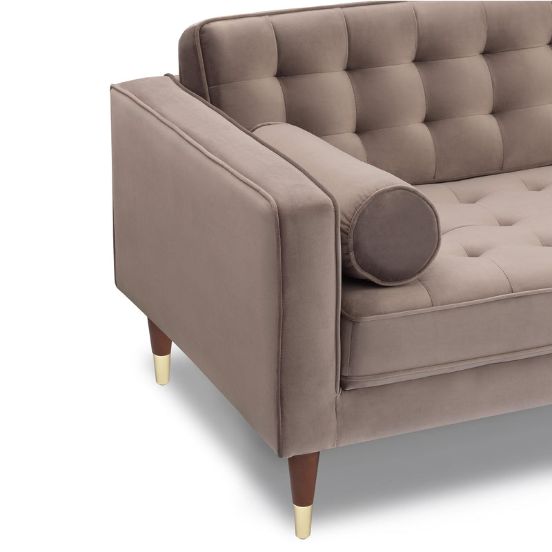 Somerset Taupe Velvet Mid Century Modern Right Sectional Sofa - Furniture City (CA)l