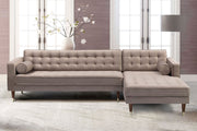 Somerset Taupe Velvet Mid Century Modern Right Sectional Sofa - Furniture City (CA)l