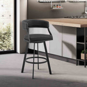 Saturn 26" Counter Height Swivel Black Faux Leather and Metal Bar Stool - Furniture City (CA)l
