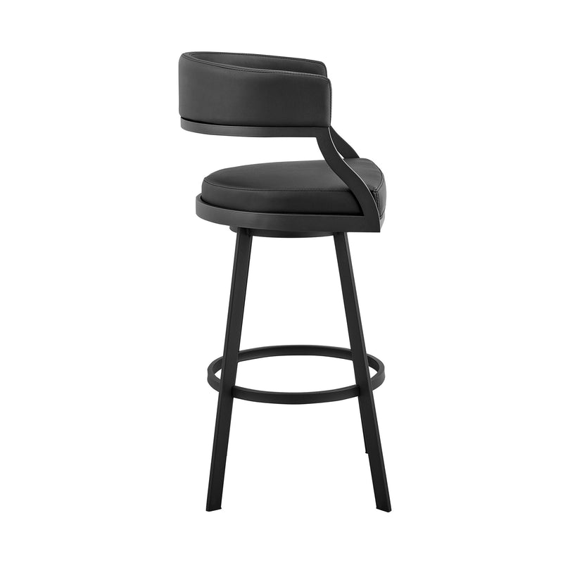 Saturn 26" Counter Height Swivel Black Faux Leather and Metal Bar Stool - Furniture City (CA)l