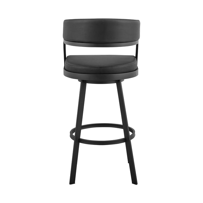 Saturn 26" Counter Height Swivel Black Faux Leather and Metal Bar Stool