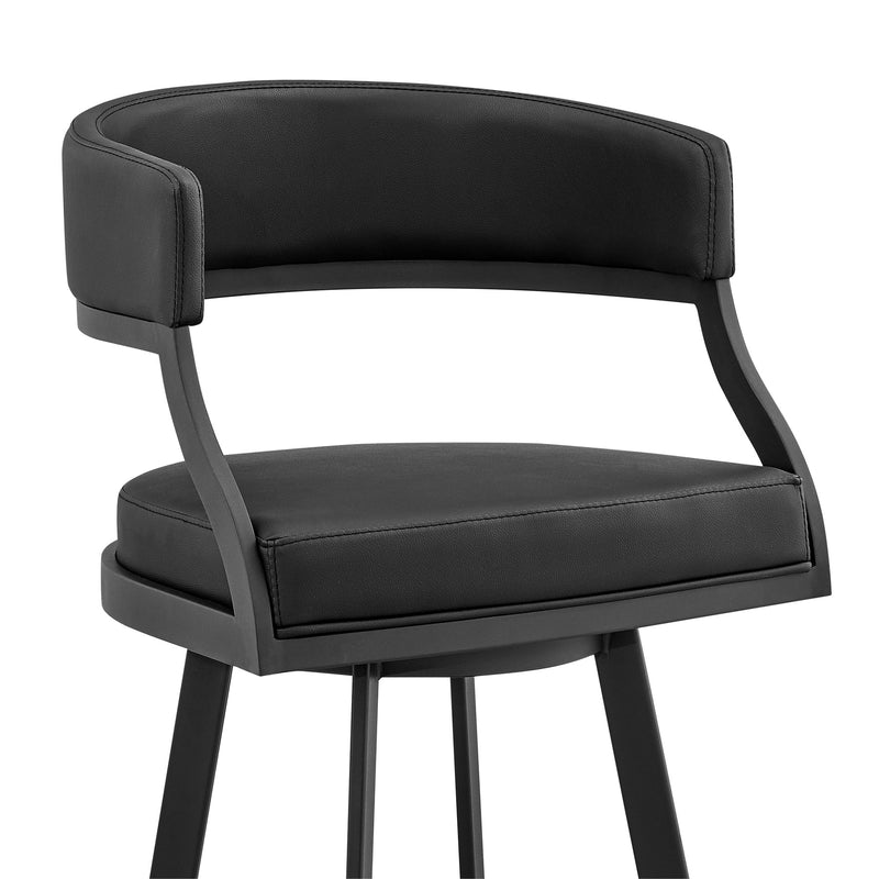 Saturn 26" Counter Height Swivel Black Faux Leather and Metal Bar Stool - Furniture City (CA)l