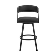 Saturn 30" Bar Height Swivel Black Faux Leather and Metal Bar Stool - Furniture City (CA)l
