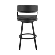 Saturn 30" Bar Height Swivel Black Faux Leather and Metal Bar Stool - Furniture City (CA)l