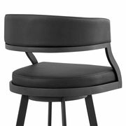 Saturn 30" Bar Height Swivel Black Faux Leather and Metal Bar Stool - Furniture City (CA)l