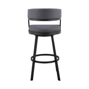 Saturn 26" Counter Height Swivel Gray Faux Leather and Black Metal Bar Stool - Furniture City (CA)l