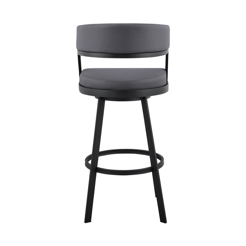 Saturn 26" Counter Height Swivel Gray Faux Leather and Black Metal Bar Stool - Furniture City (CA)l