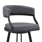 Saturn 26" Counter Height Swivel Gray Faux Leather and Black Metal Bar Stool - Furniture City (CA)l
