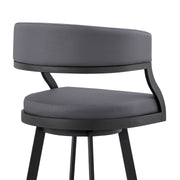 Saturn 26" Counter Height Swivel Gray Faux Leather and Black Metal Bar Stool - Furniture City (CA)l
