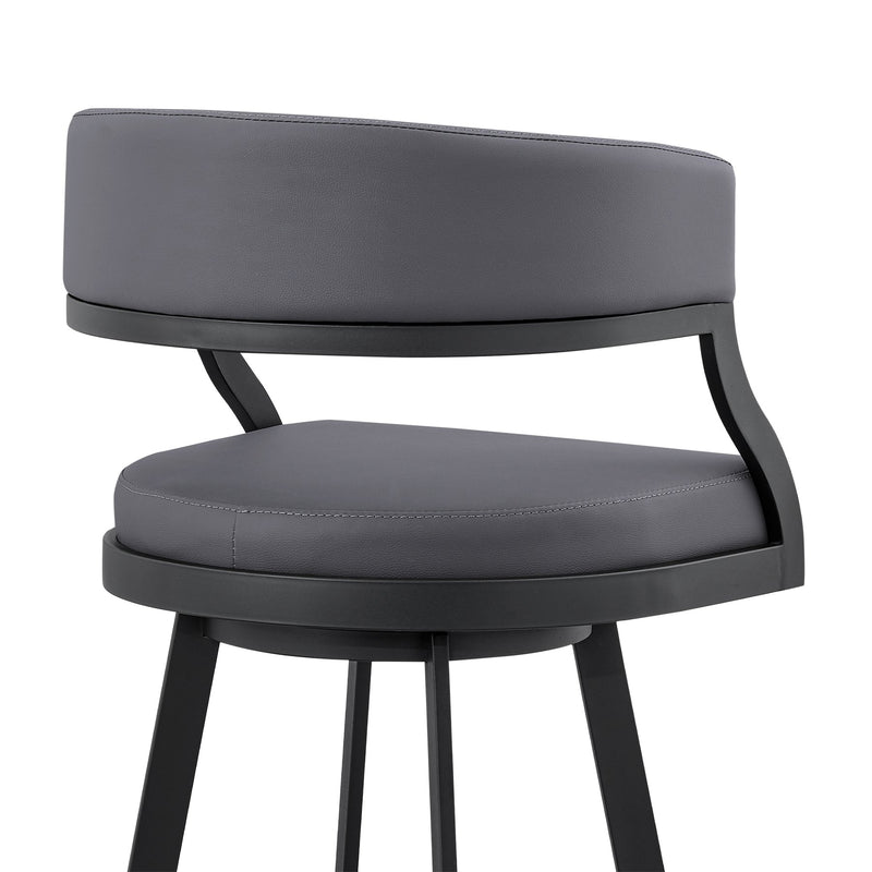 Saturn 26" Counter Height Swivel Gray Faux Leather and Black Metal Bar Stool - Furniture City (CA)l