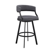 Saturn 30" Bar Height Swivel Gray Faux Leather and Black Metal Bar Stool - Furniture City (CA)l