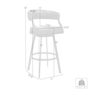 Saturn 30" Bar Height Swivel Gray Faux Leather and Black Metal Bar Stool - Furniture City (CA)l