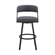 Saturn 30" Bar Height Swivel Gray Faux Leather and Black Metal Bar Stool - Furniture City (CA)l