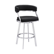Saturn 26" Counter Height Swivel Black Faux Leather and Brushed Stainless Steel Bar Stool - Furniture City (CA)l