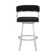 Saturn 26" Counter Height Swivel Black Faux Leather and Brushed Stainless Steel Bar Stool - Furniture City (CA)l