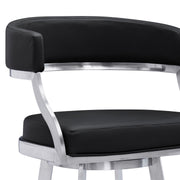 Saturn 26" Counter Height Swivel Black Faux Leather and Brushed Stainless Steel Bar Stool - Furniture City (CA)l