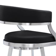 Saturn 26" Counter Height Swivel Black Faux Leather and Brushed Stainless Steel Bar Stool - Furniture City (CA)l