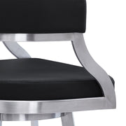 Saturn 26" Counter Height Swivel Black Faux Leather and Brushed Stainless Steel Bar Stool - Furniture City (CA)l