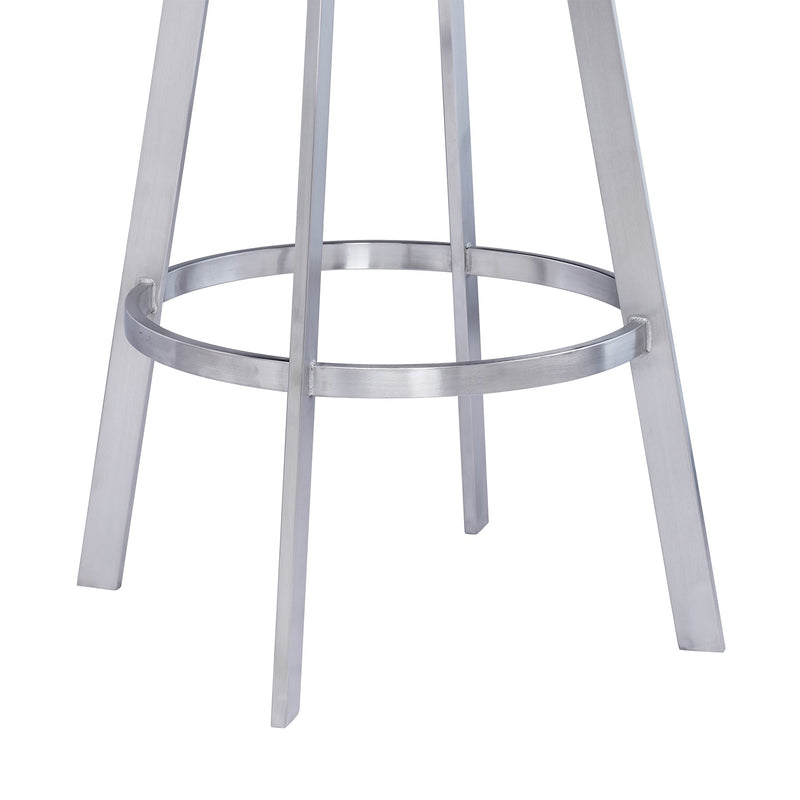 Saturn 26" Counter Height Swivel Black Faux Leather and Brushed Stainless Steel Bar Stool - Furniture City (CA)l