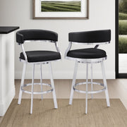 Saturn 26" Counter Height Swivel Black Faux Leather and Brushed Stainless Steel Bar Stool - Furniture City (CA)l