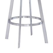 Saturn 30" Bar Height Swivel Black Faux Leather and Brushed Stainless Steel Bar Stool - Furniture City (CA)l