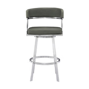 Saturn 26" Counter Height Swivel Gray Faux Leather and Brushed Stainless Steel Bar Stool - Furniture City (CA)l