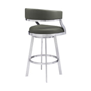 Saturn 26" Counter Height Swivel Gray Faux Leather and Brushed Stainless Steel Bar Stool - Furniture City (CA)l