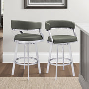 Saturn 26" Counter Height Swivel Gray Faux Leather and Brushed Stainless Steel Bar Stool - Furniture City (CA)l