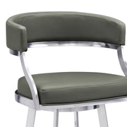 Saturn 30" Bar Height Swivel Gray Faux Leather and Brushed Stainless Steel Bar Stool - Furniture City (CA)l