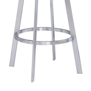Saturn 30" Bar Height Swivel Gray Faux Leather and Brushed Stainless Steel Bar Stool - Furniture City (CA)l