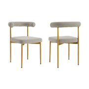 Shannon Dining Chair with Gold Brushed Stainless Steel and Taupe Fabric - Set of 2 - Furniture City (CA)l