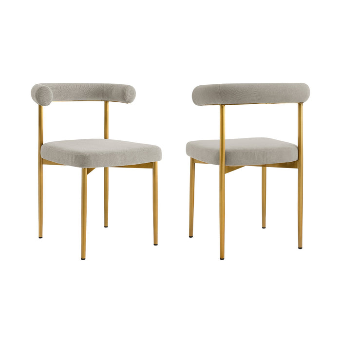 Shannon Dining Chair with Gold Brushed Stainless Steel and Taupe Fabric - Set of 2