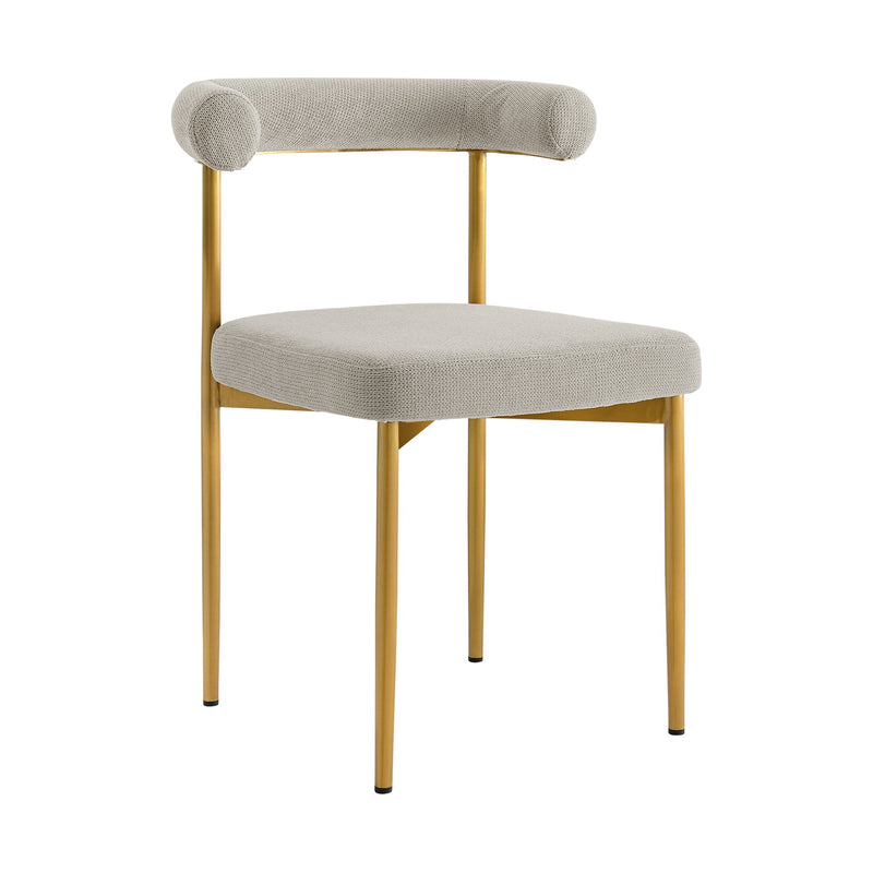 Shannon Dining Chair with Gold Brushed Stainless Steel and Taupe Fabric - Set of 2 - Furniture City (CA)l