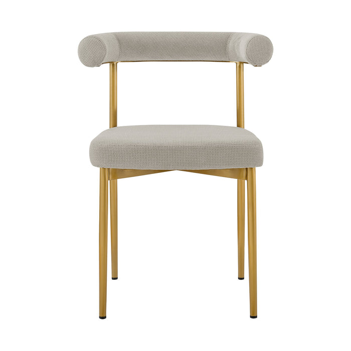 Shannon Dining Chair with Gold Brushed Stainless Steel and Taupe Fabric - Set of 2