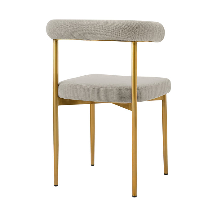 Shannon Dining Chair with Gold Brushed Stainless Steel and Taupe Fabric - Set of 2