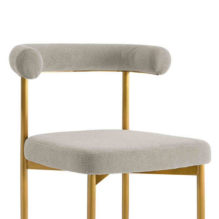 Shannon Dining Chair with Gold Brushed Stainless Steel and Taupe Fabric - Set of 2