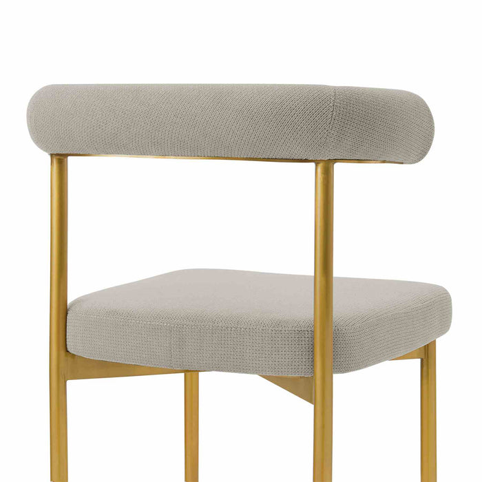 Shannon Dining Chair with Gold Brushed Stainless Steel and Taupe Fabric - Set of 2